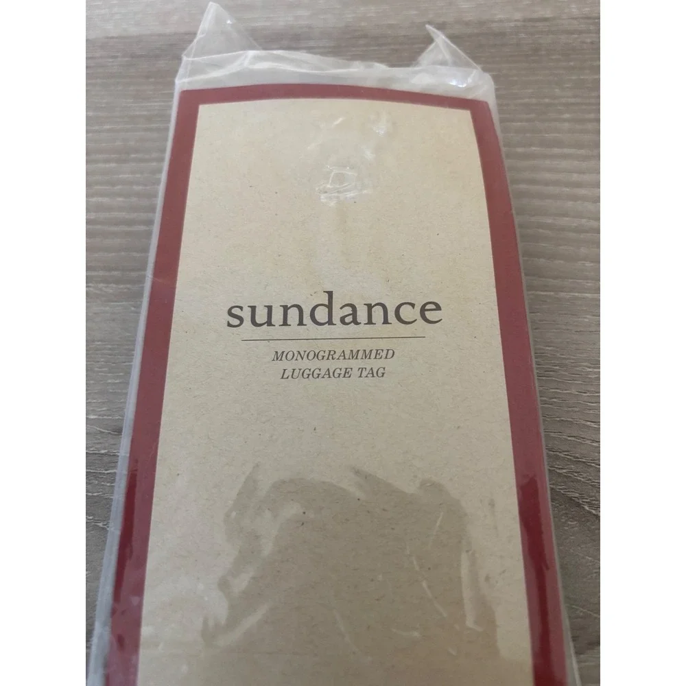 Sundance Monogrammed Leather Luggage Tag Tan Initial W New‎ Travel Accessory